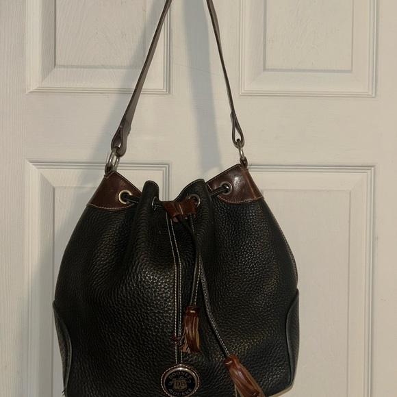 Dooney & Bourke Black and Brown Hobo shoulder bucket bag - Picture 1 of 13
